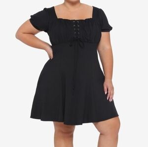 Hot Topic Black Goth Empire Short Dress Lace Up Bust Size XL